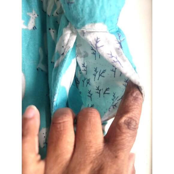 Munki Munki Fleece Pajama Set Polar Bear Print Turquoise Long Sleeve Top & Pants - Picture 10 of 16